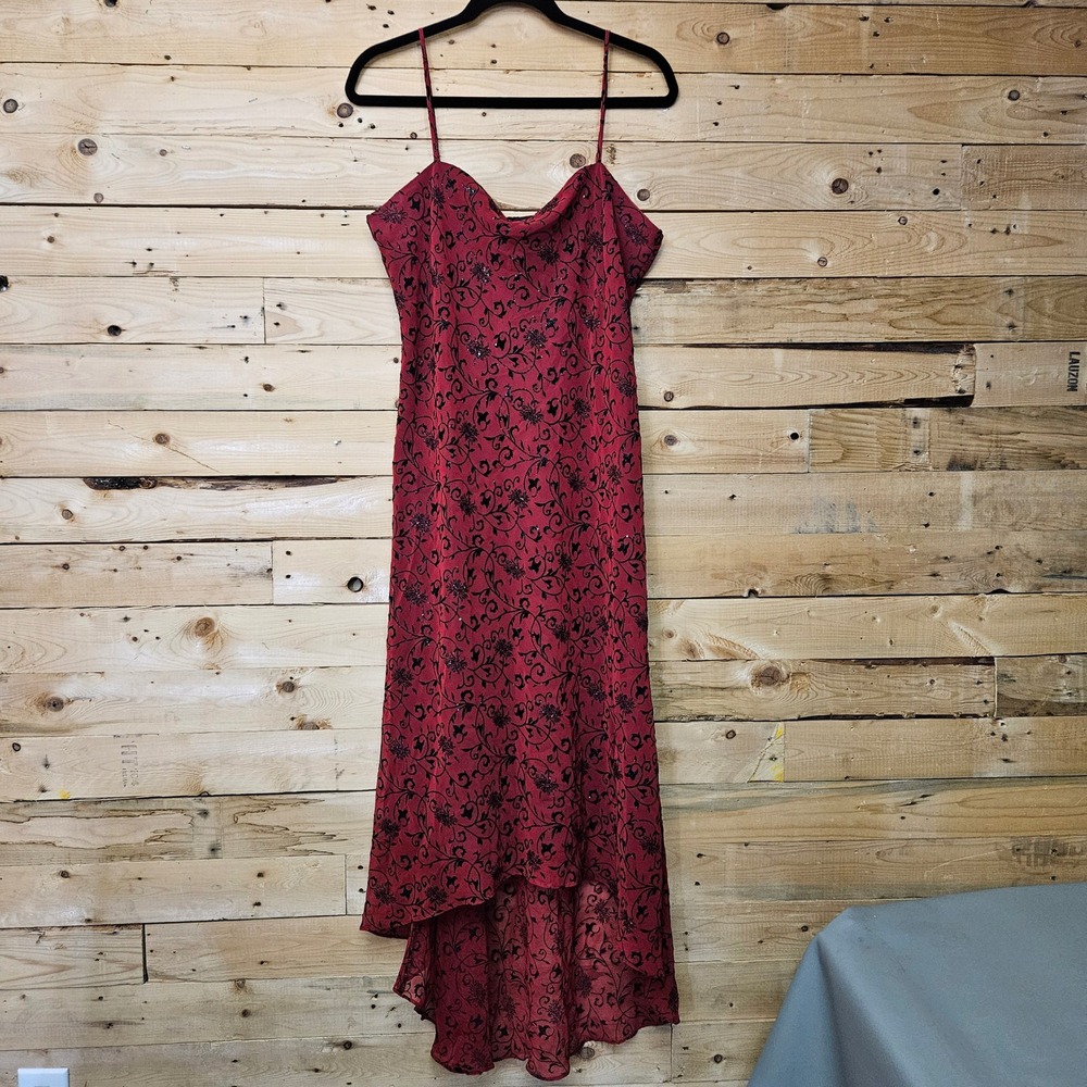 Jessica Howard Red Black Glitter Floral Dress Size 14 Y2K Whimsigoth - Picture 2 of 11